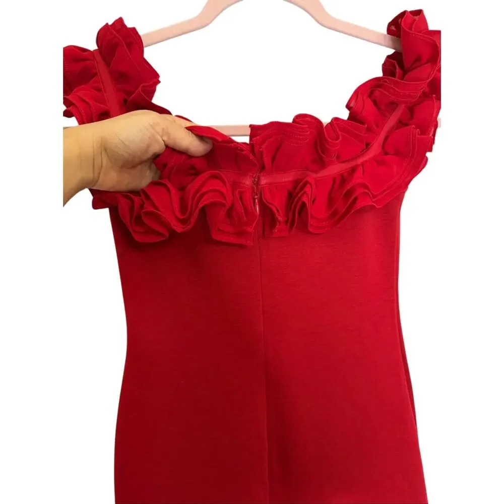 Meshki Red Off-Shoulder Ruffle Maxi Dress - Picture 11 of 16